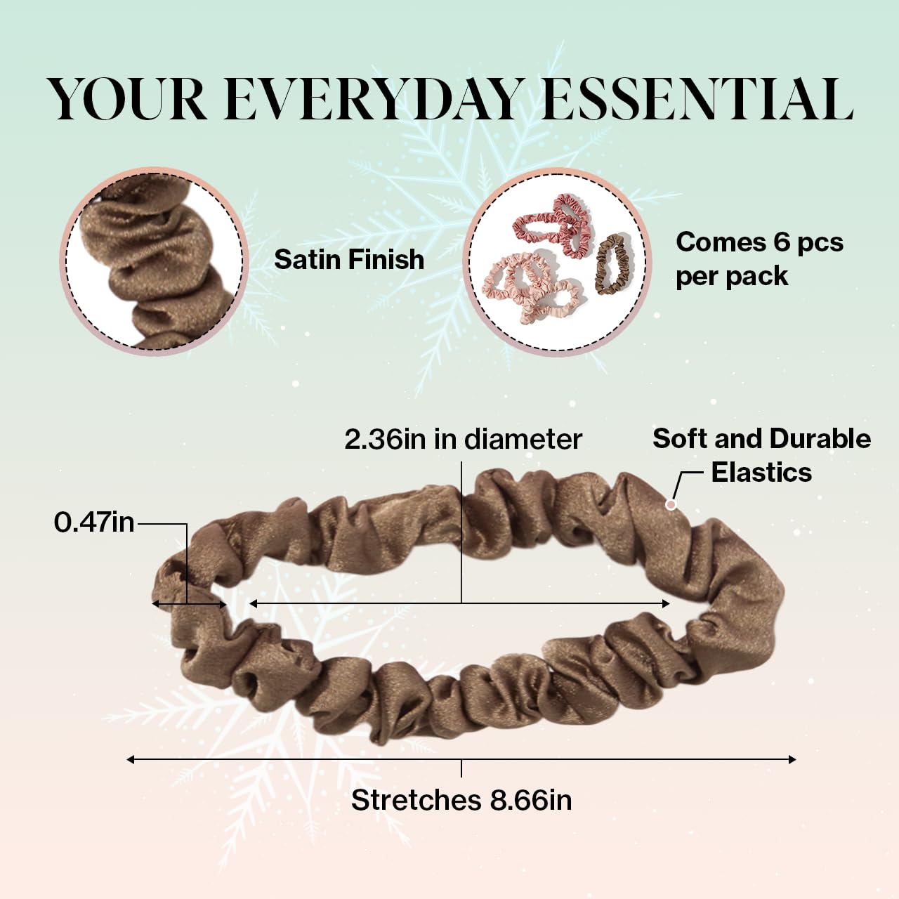 Kitsch Ultra Petite Satin Scrunchies for Women - Gentle on Hair, No Crease, Slim Ruched Design for Ponytail & Bun | Soft, Sleek, & Stylish Satin Hair Scrunchies for Girls - Terracotta, 6 Pcs