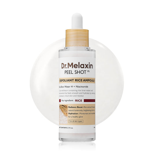 Dr.Melaxin Peel Shot Glow White Rice Peeling Ampoule, Soft Exfoliating Face and Body Scrub Dead Skin Cells Remover for All Skin Types korean skin care 80ml