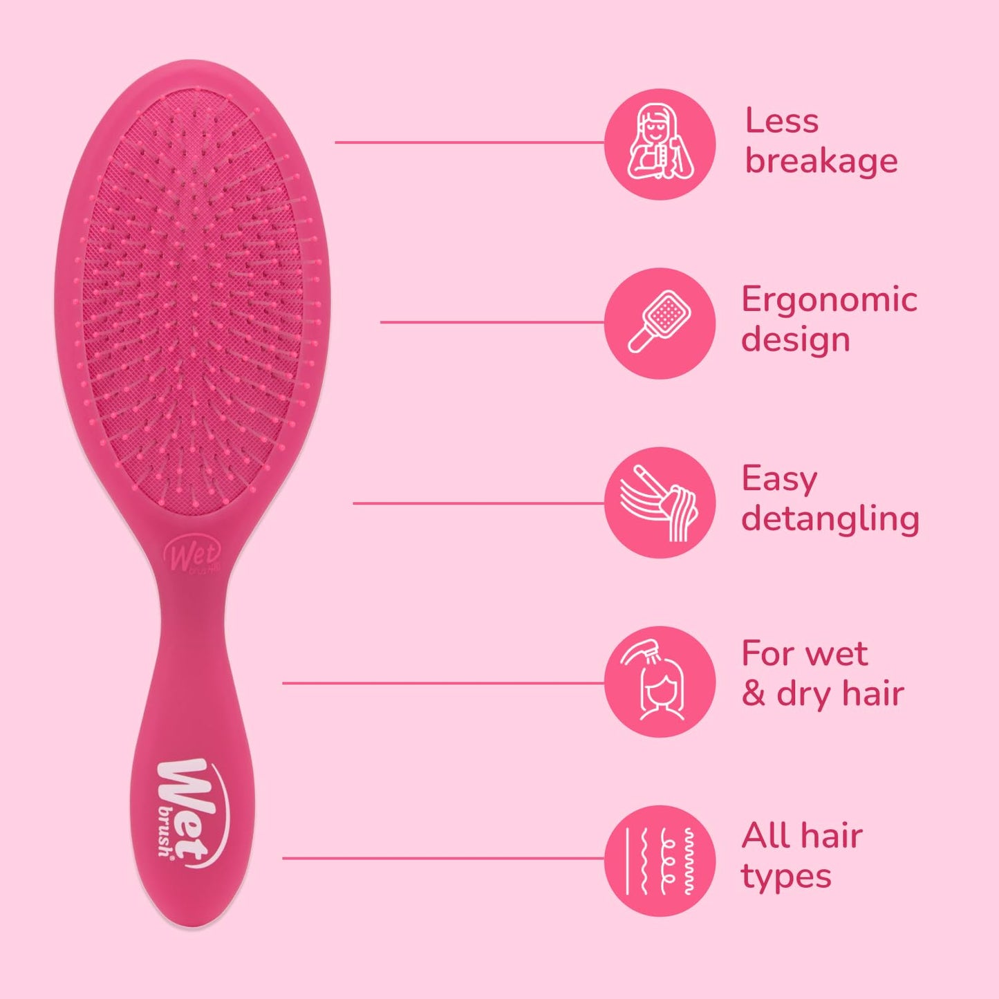Wet Brush Original Detangler Hair Brush, Pink Frost - Ultra-Soft IntelliFlex Bristles - Detangling Brush Glides Through Tangles For All Hair Types (Wet Dry & Damaged Hair) - Women & Men