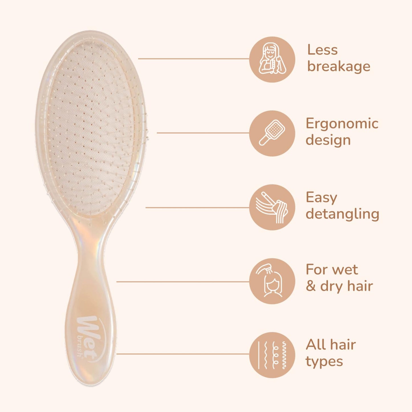 Wet Brush Original Detangler Hair Brush, Cream (Iridescence Icon), Ultra-Soft IntelliFlex Bristles, Detangling Bristles Glide Through Tangles, All Hair Types (Wet & Dry), Women & Men, Limited Edition
