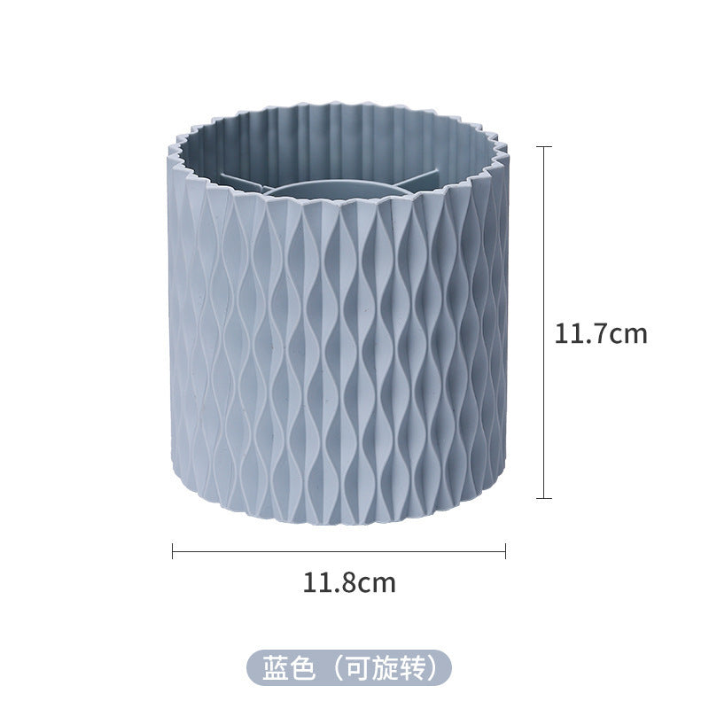 Makeup Brush Holder Dustproof & Waterproof 360 Rotating Cosmetics Make Up Brush Organizer Storage With Lid For Vanity