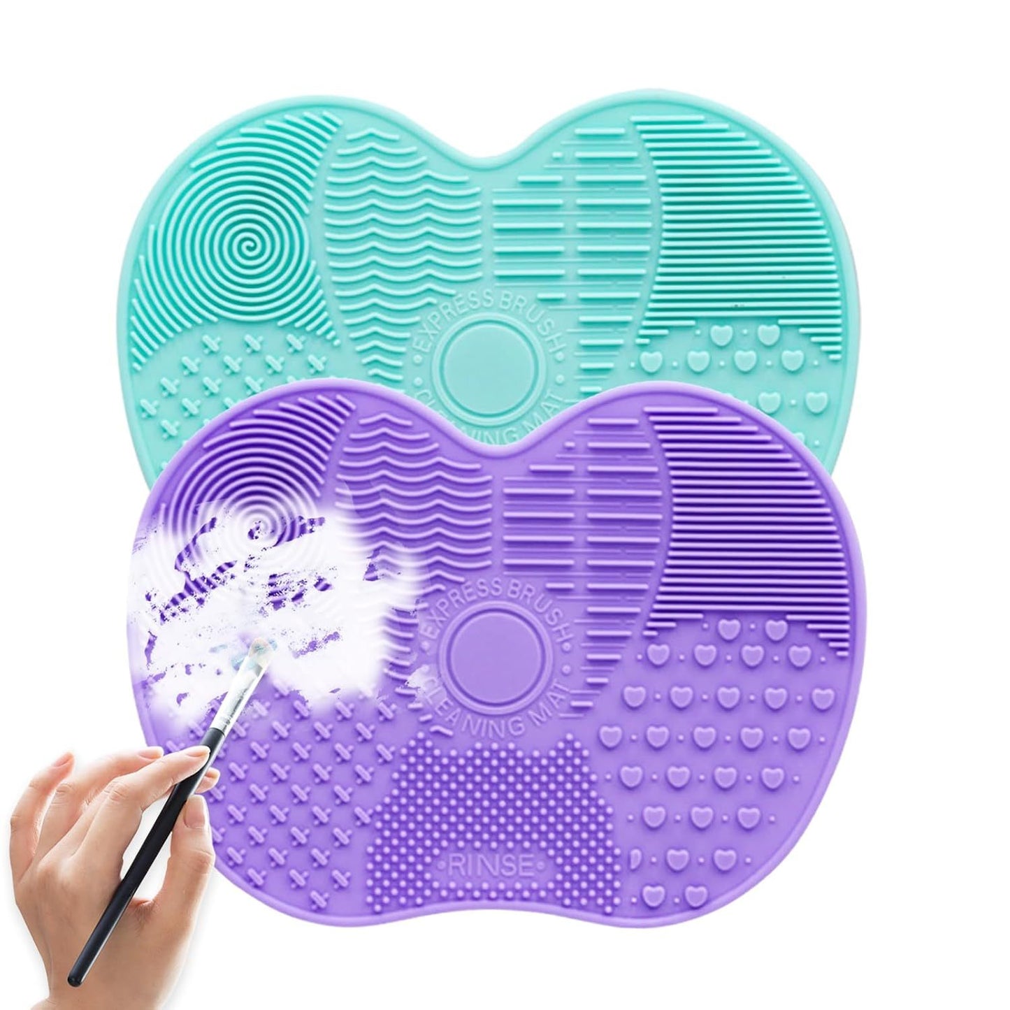 Professional Silicone Makeup Brush Cleaner Mat With Suction Cups - Portable Washing Pad For Deep Cleaning Cosmetic Brushes. Features Textured Surfaces & Strong Adhesion. 6 Color Options Available