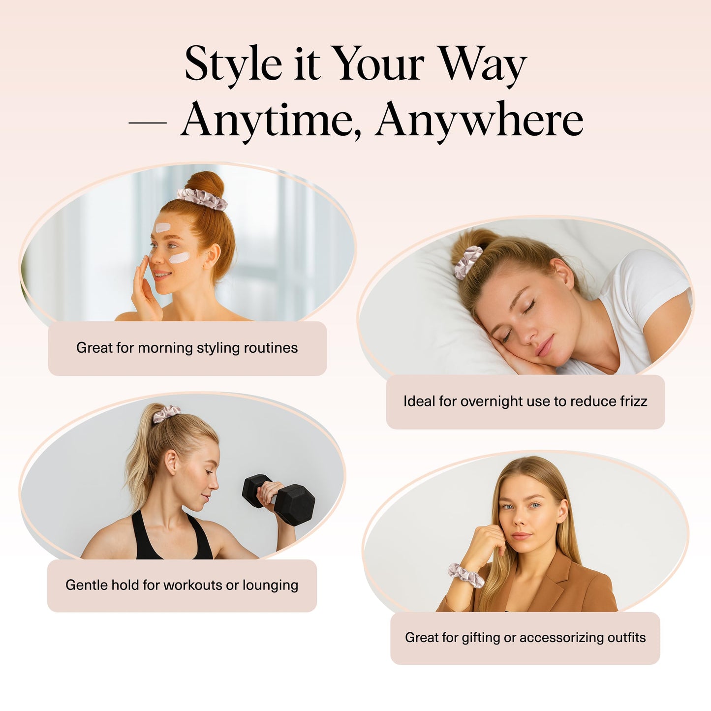 Kitsch Satin Scrunchies for Women - Softer Than Silk Scrunchies | Hair Ties No Damage for Frizz-Free Sleep | Perfect for Day or Night Hair Accessories - Assorted, 5pcs