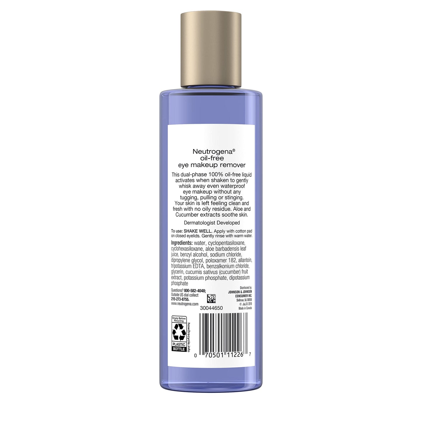 Neutrogena Gentle Oil-Free Eye Makeup Remover & Cleanser for Sensitive Eyes, Non-Greasy Makeup Remover, Removes Waterproof Mascara, Dermatologist & Ophthalmologist Tested, 8.0 fl. oz (Pack of 2)