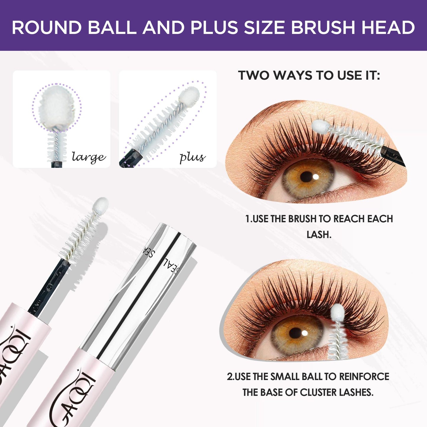 GAQQI Bond and Seal Lash Glue, Lash Cluster Glue Waterproof Eyelash Adhesive for Eyelash Clusters, Long-Lasting 72H+, Latex Free (Pack of 2)