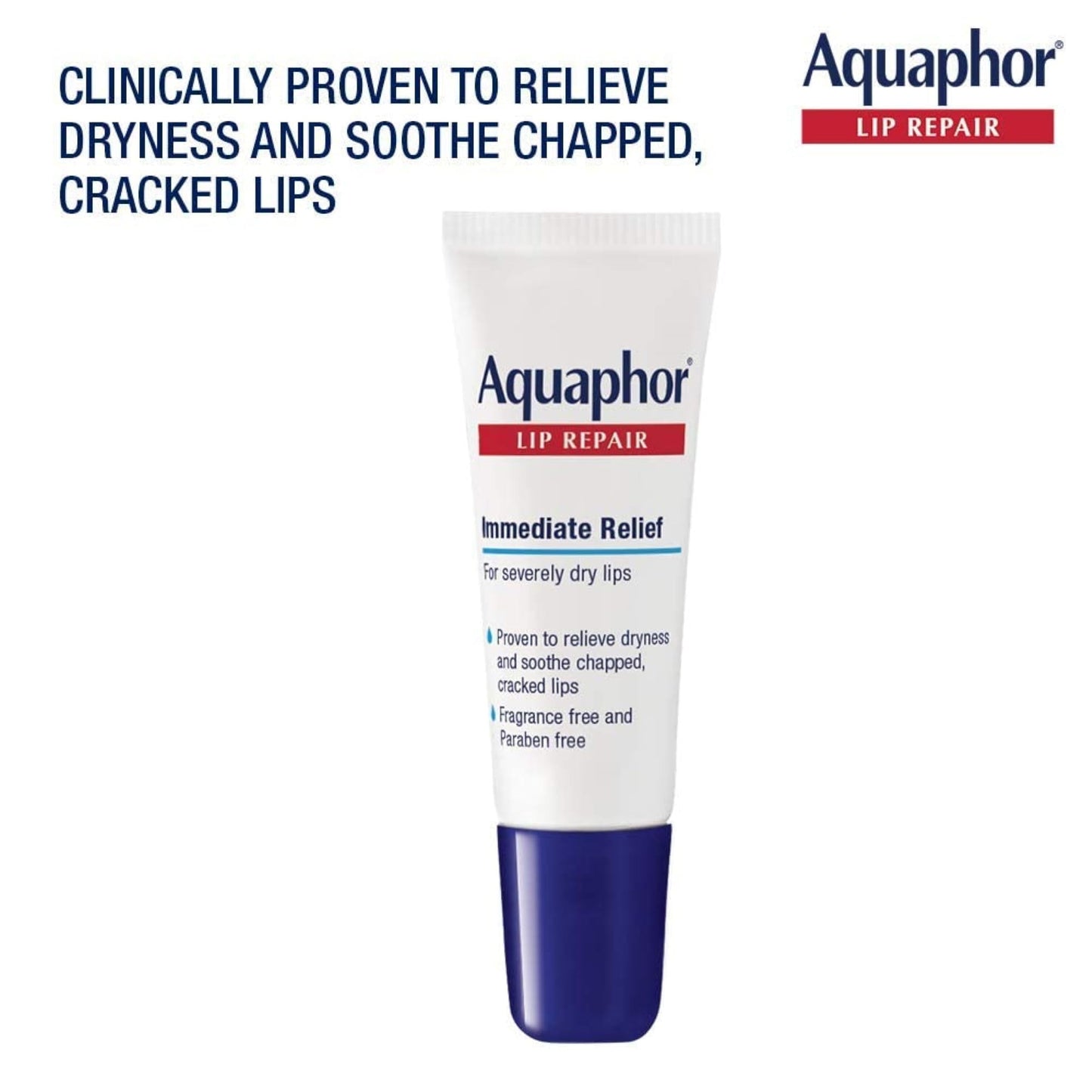 Aquaphor Lip Repair Ointment - Long-lasting Moisture to Soothe Dry Chapped Lips - .35 fl. oz Tube, 2 Pack