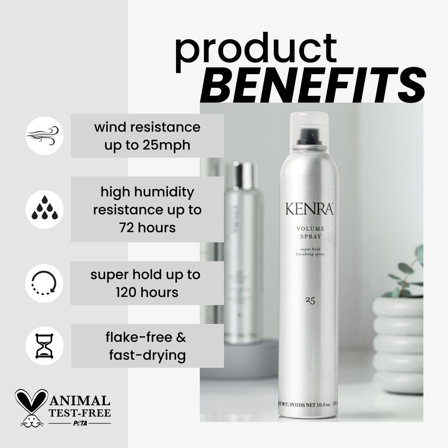Kenra Professional Volume Spray 25 80% | Super Hold Finishing & Styling Hairspray | Flake-free & Fast-drying | Wind & Humidity Resistance | All Hair Types | Travel 1.5 oz