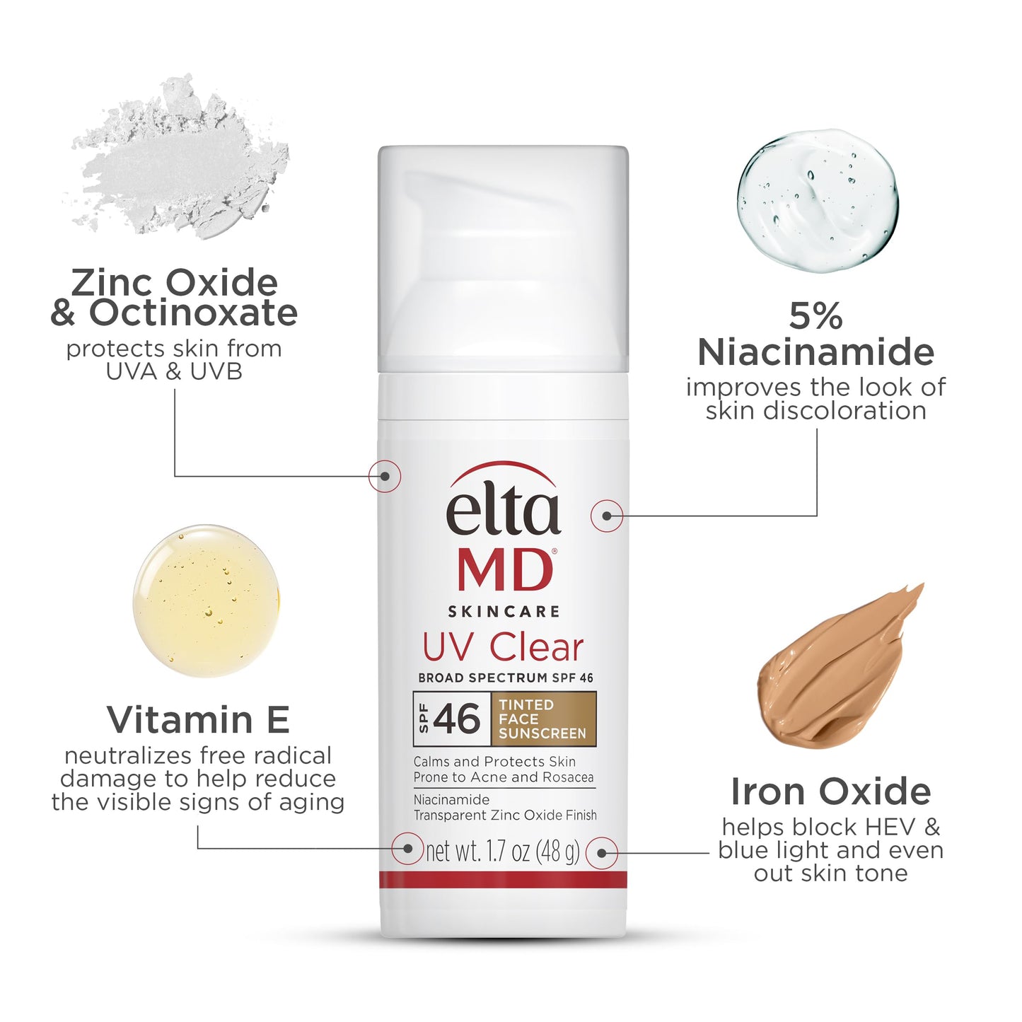 EltaMD UV Clear Tinted Face Sunscreen, SPF 46 Oil- Free Tinted Moisturizer with Zinc Oxide, Dermatologist Recommended Sunscreen, 0.5 oz Pump