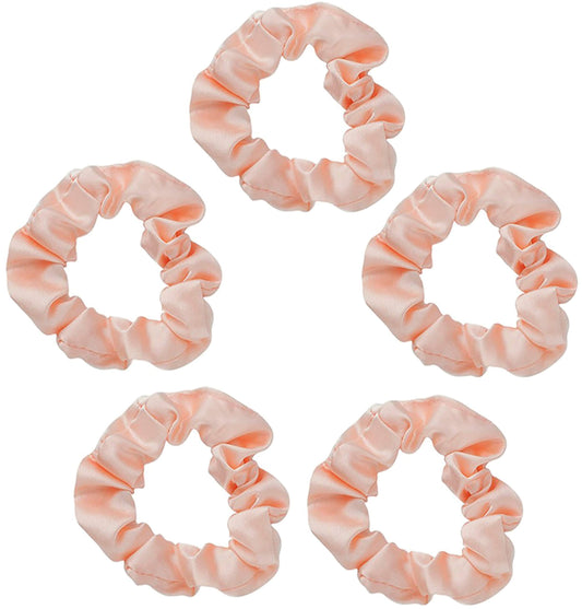Kitsch Satin Scrunchies, Softer than Silk, Hair Scrunchies for Frizz Prevention, Satin Hair Ties for Breakage Prevention and Gentle Style Preservation, Sleep and Night Scrunchie, 5 Pack, Blush