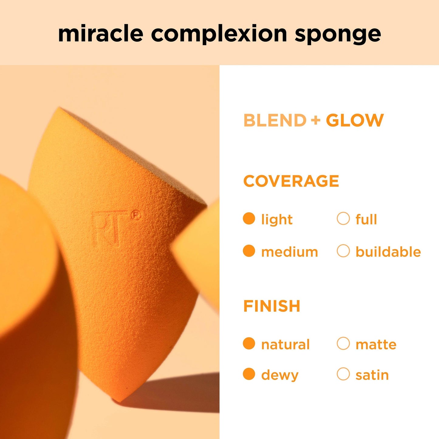 Real Techniques Miracle Complexion Sponge, Beauty Sponge For Makeup Blending & Foundation Application, Full Coverage, Streak-Free Professional Makeup Tool, Cruelty Free, Vegan, Latex Free, 2 Count