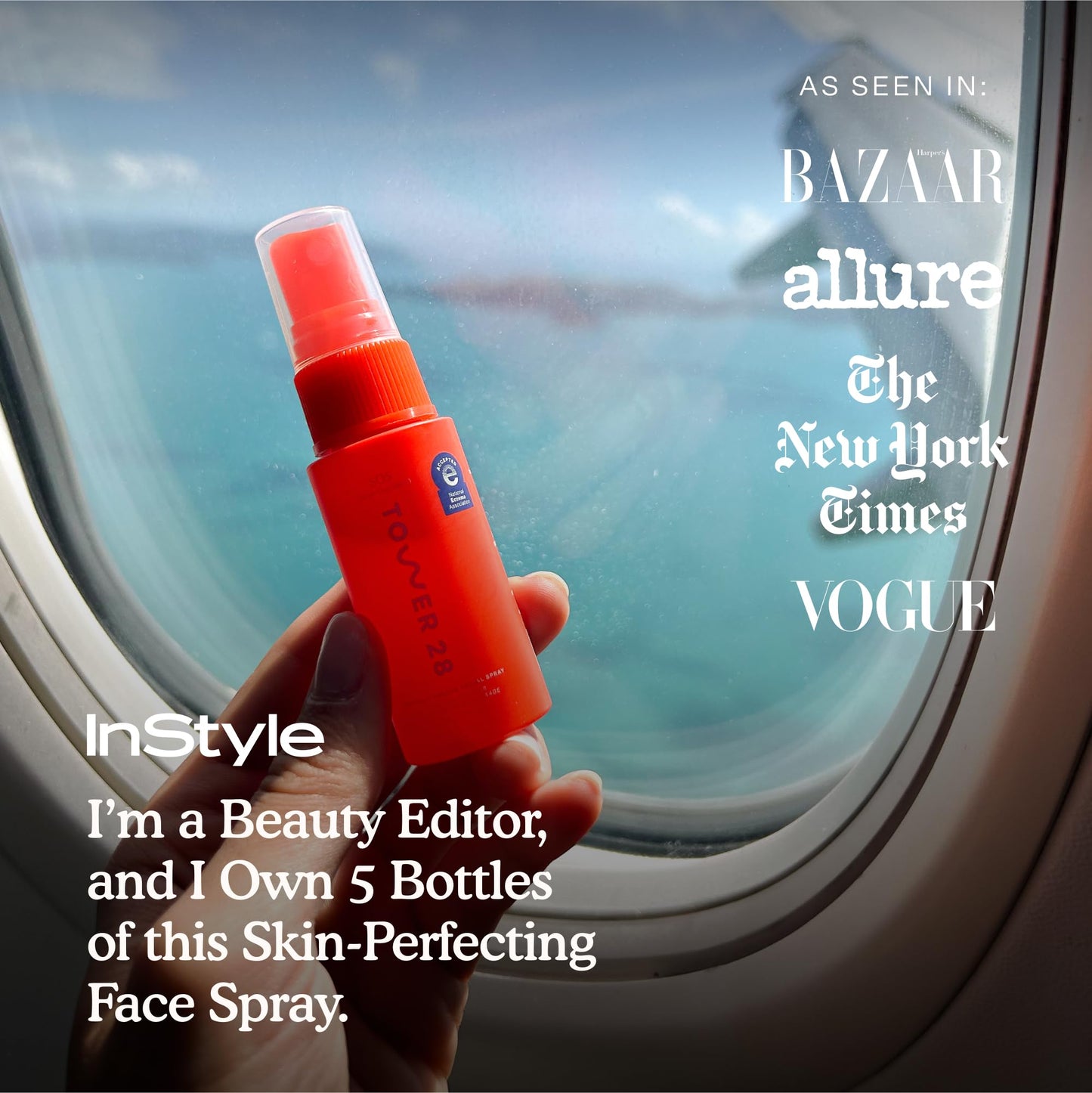Tower 28 SOS Daily Rescue Facial Spray for Sensitive Skin, Hypochlorous Acid Spray Helps Visibly Reduce the Appearance of Redness and Breakouts, Travel Size Toner for Face, 1 FL Oz