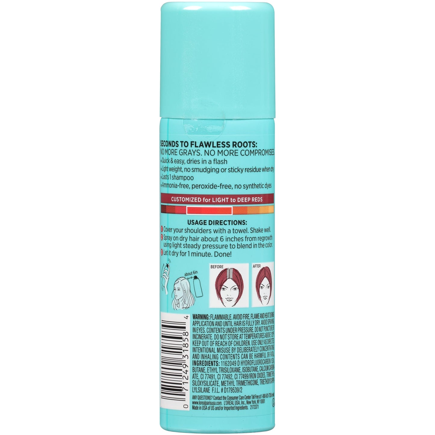 L'Oreal Paris Magic Root Cover Up Gray Concealer Spray Red 2 oz.(Packaging May Vary)