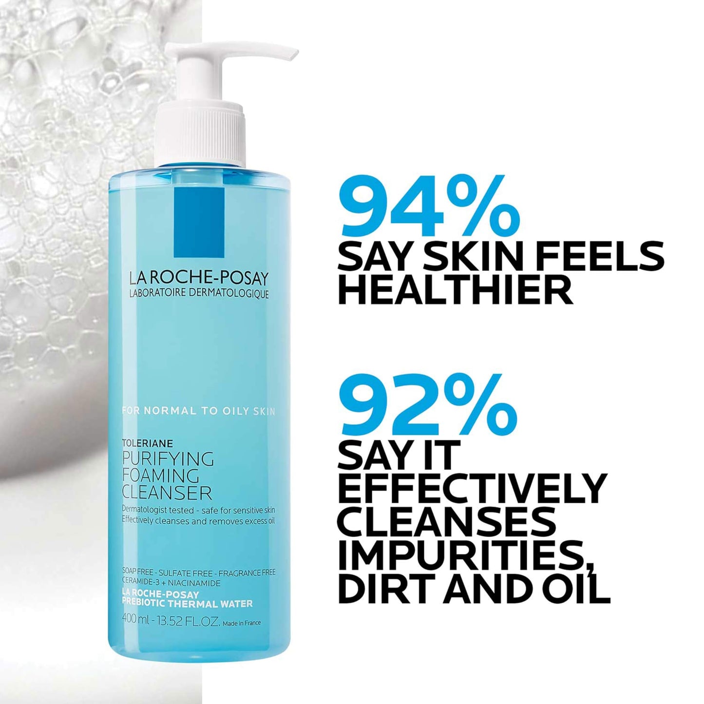 Bundle of La Roche-Posay Toleriane Purifying Foaming Facial Cleanser + Toleriane Double Repair Face Moisturizer