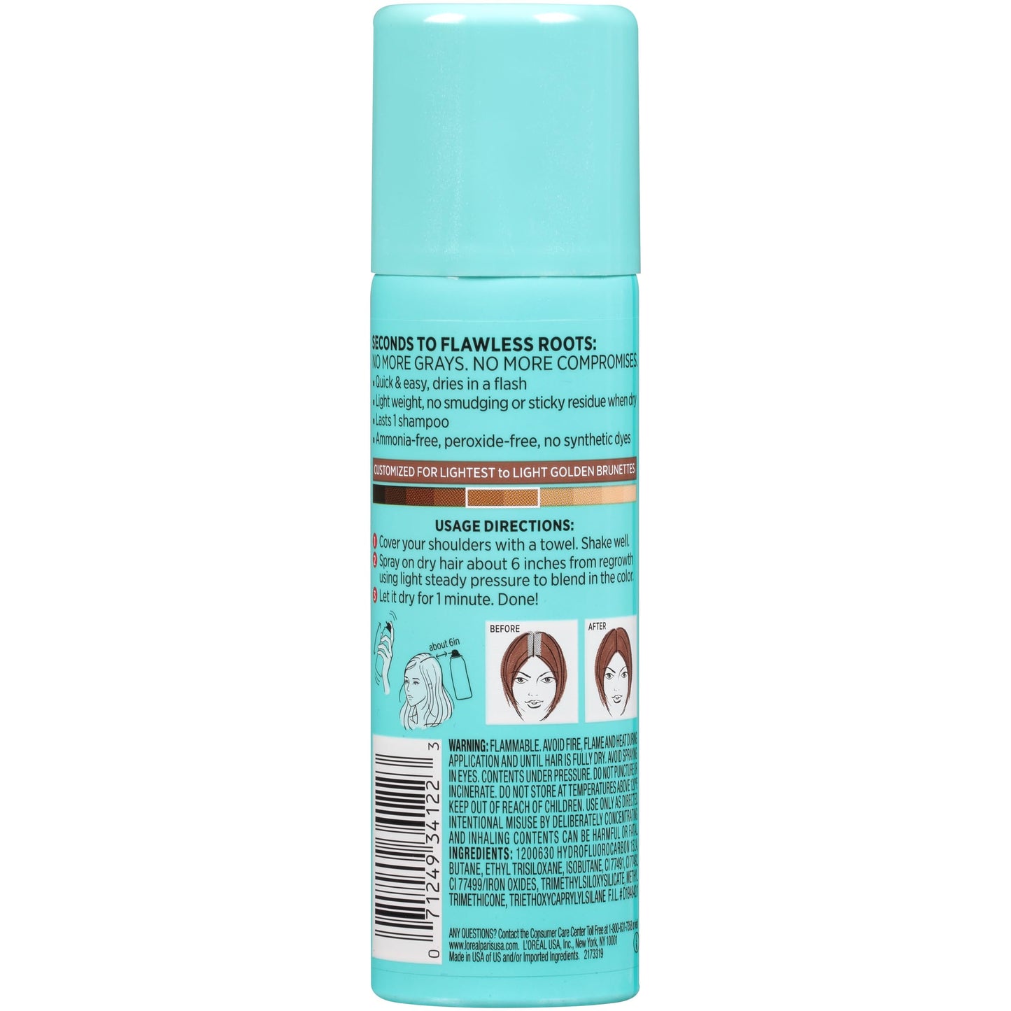 L'Oreal Paris Magic Root Cover Up Gray Concealer Spray Light Golden Brown 2 oz.(Packaging May Vary)
