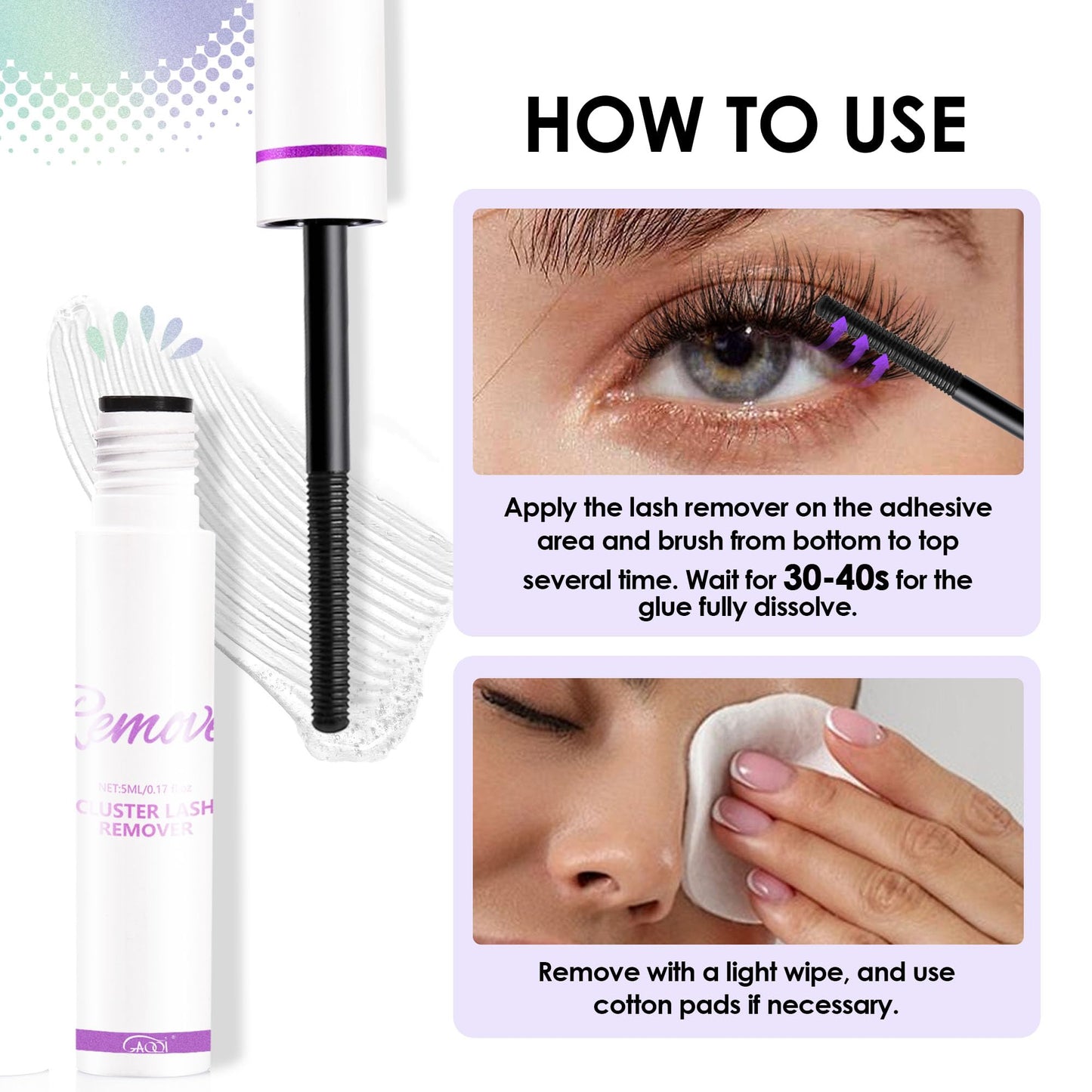 Lash Glue Remover for DIY Lash Extensions, Eyelash Glue Remover Oil Texture Gentle & Deep Clean, Quick Dissolve Residue (5ml)