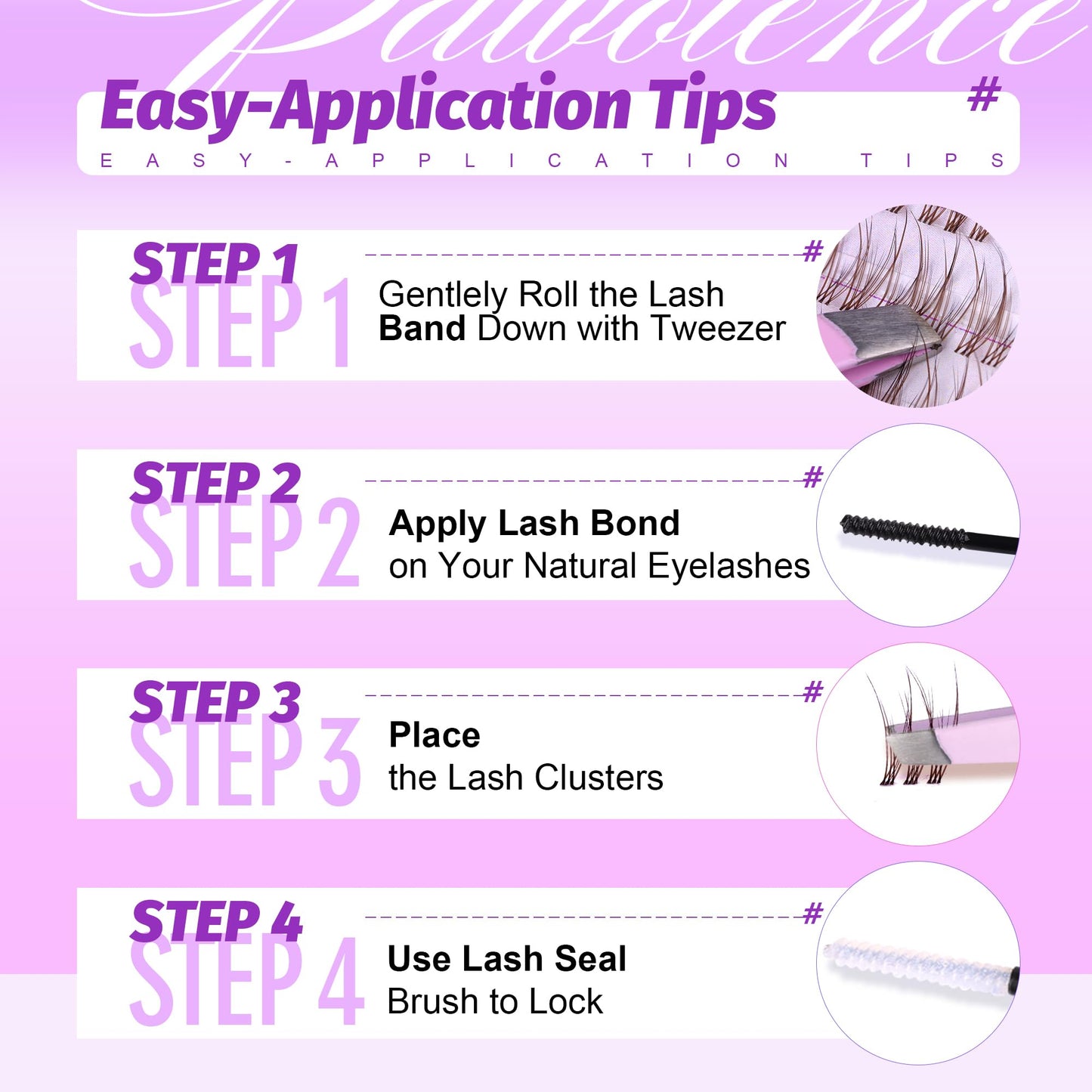 Pawotence Brown Lash Extension Kit Lash Clusters Wispy clear Band 10-12mm Individual Lashes Natural Brown Clusters Eyelash Extension Kit with Lash Bond and Seal, Lash Applicator for Self Use