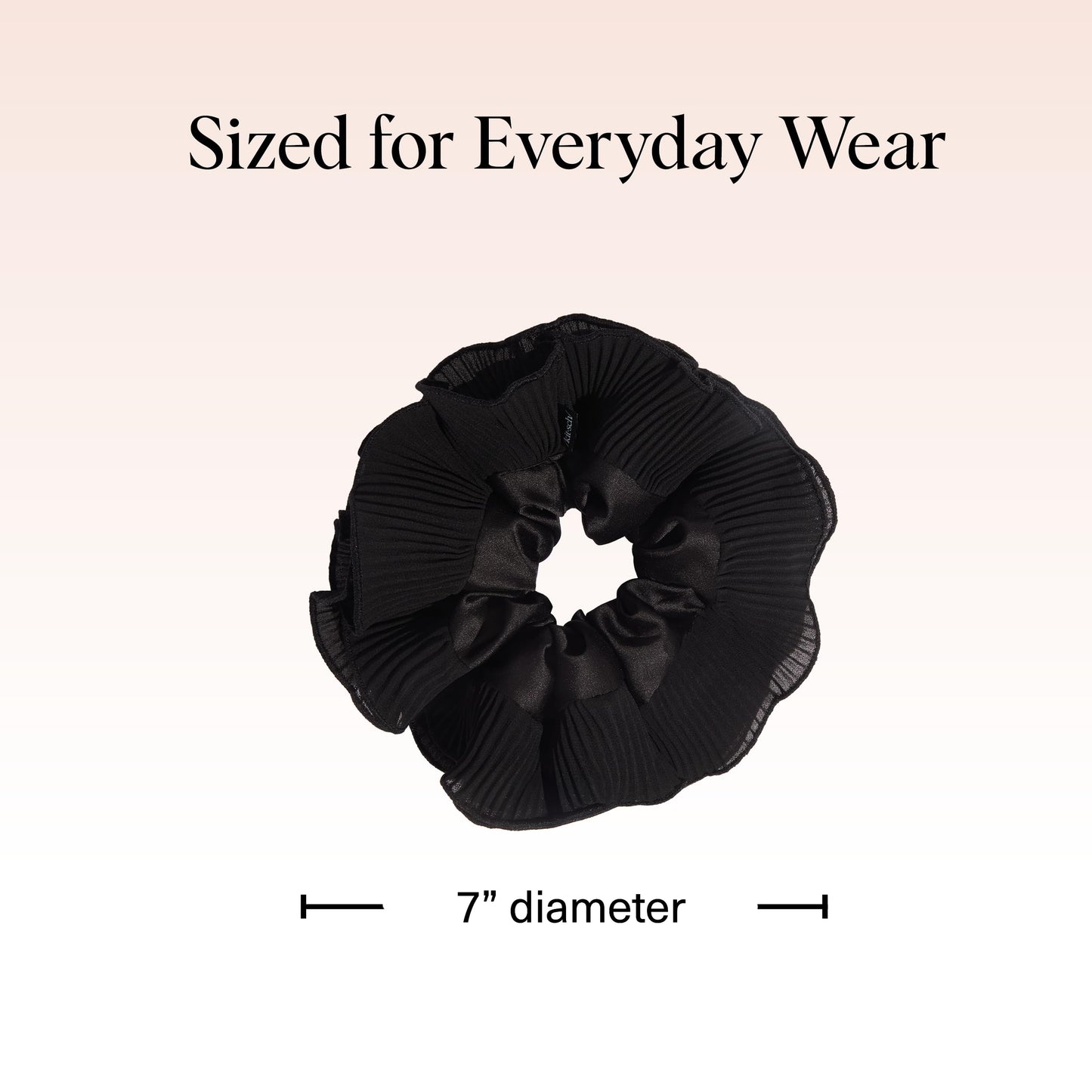 Kitsch Recycled Fabric Pleated Scrunchie – Halloween Hair Scrunchie for Women’s Hair – Chic Hair Accessories & Halloween Accessories – Sustainable Scrunchie for Women - Black
