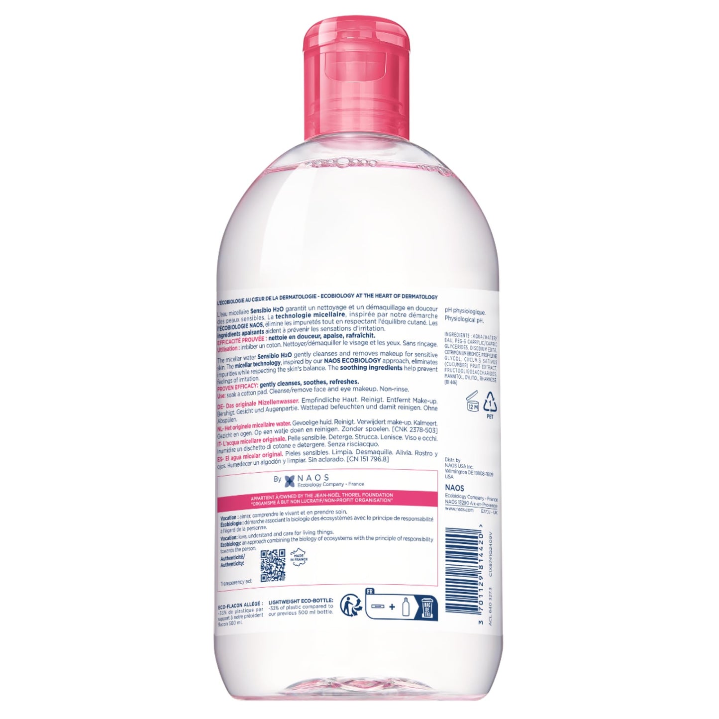 Bioderma Sensibio H2O Micellar Water Limited Edition, Makeup Remover Cleanser, Gentle for Skin, Fragrance-Free & Alcohol-Free, Gentle Face Cleanser for Sensitive Skin, 16.9 Fl Oz