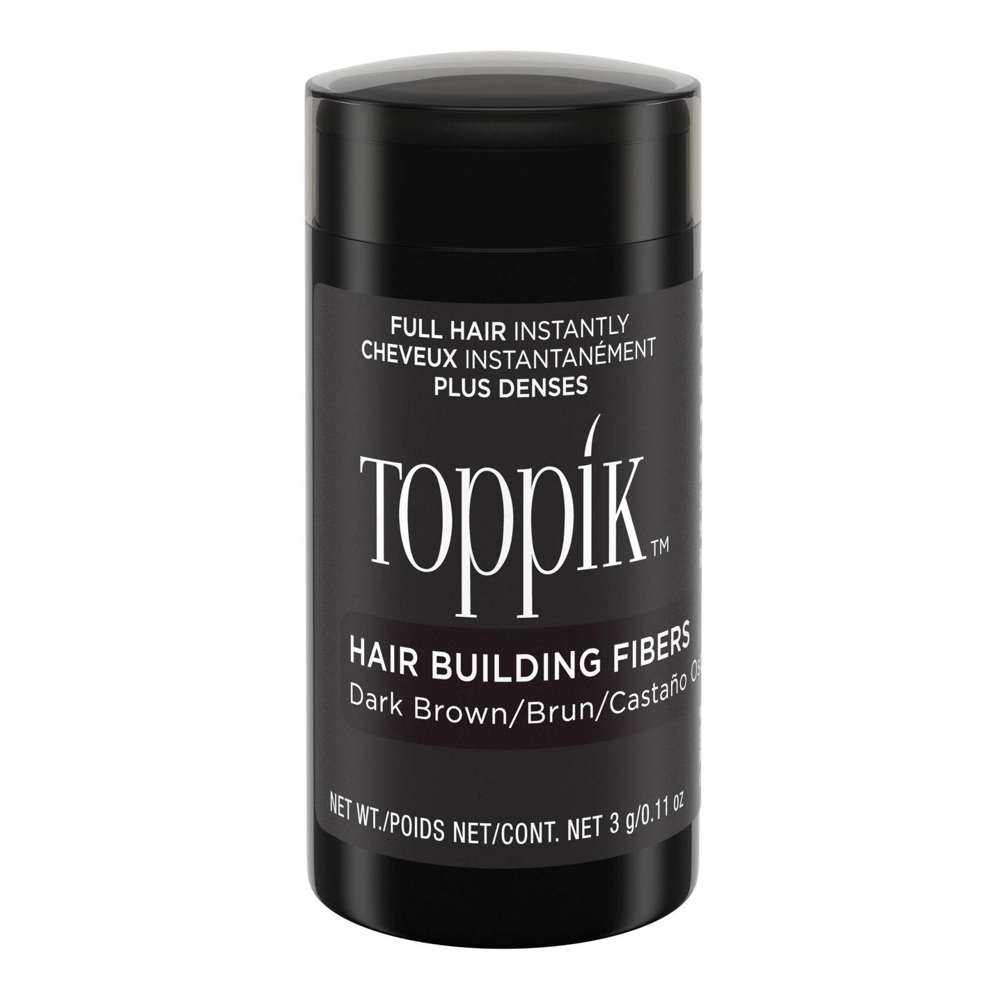 Toppik Hair Building Fibers, Dark Brown, 3g Fill In Fine or Thinning Hair, Instantly Thicker, Fuller Looking, 9 Shades for Men & Women, Keratin Protein Formula