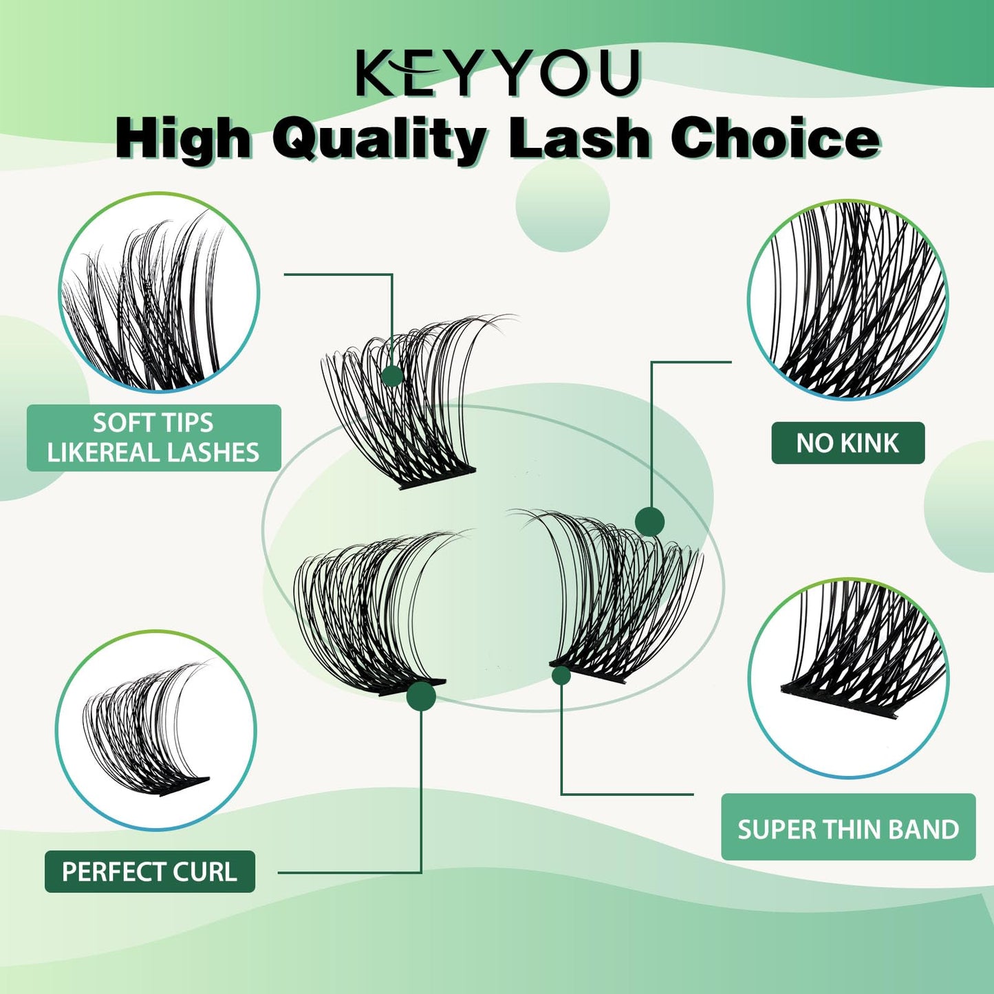Lash Clusters 96pcs Individual Lashes Y11 D Curl 14mm Cluster Lashes KEYYOU Volume Wispy Lash Extension Soft&Comfortable Easy DIY at Home(Y11 D-14mm)
