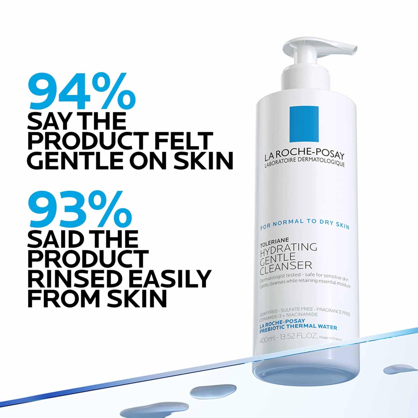 La Roche-Posay Toleriane Hydrating Gentle Face Cleanser & Refill, Hydrating Facial Cleanser With Niacinamide + Ceramides, Daily Face Wash For Dry Skin To Normal Skin
