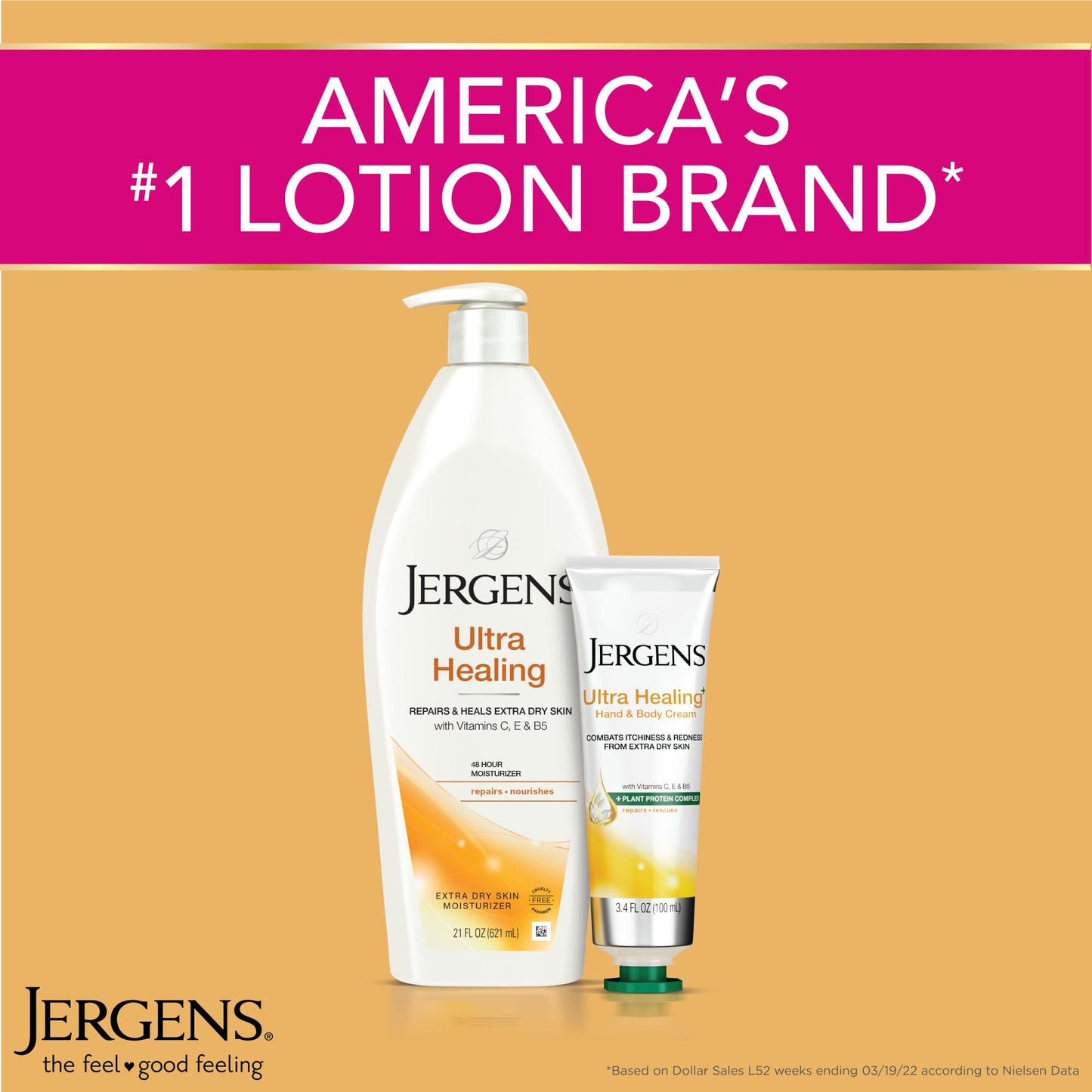 Jergens Ultra Healing Dry Skin Lotion, Hand and Body Moisturizer for Quick Absorption into Extra Dry Skin with Hydralucence Blend, Vitamins C, E and B5, White, 21 oz, Pack of 3