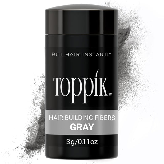 Toppik Hair Building Fibers, Gray, 0.11 oz Fill In Fine or Thinning Hair, Instantly Thicker, Fuller Looking, 9 Shades for Men & Women, Keratin Protein Formula