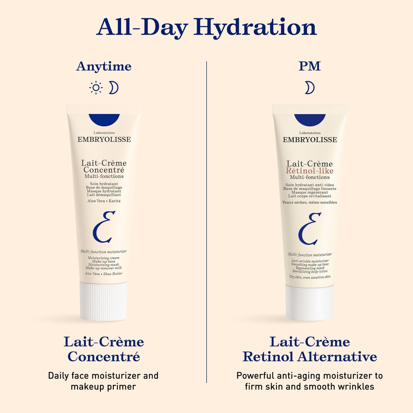 Embryolisse Lait-Crème Concentré Multifunction Daily Moisturizer, Makeup Primer, and Makeup Remover. French Face Cream With Shea Butter & Aloe Vera, Suitable for All Skin Types, 2.54 Fl Oz