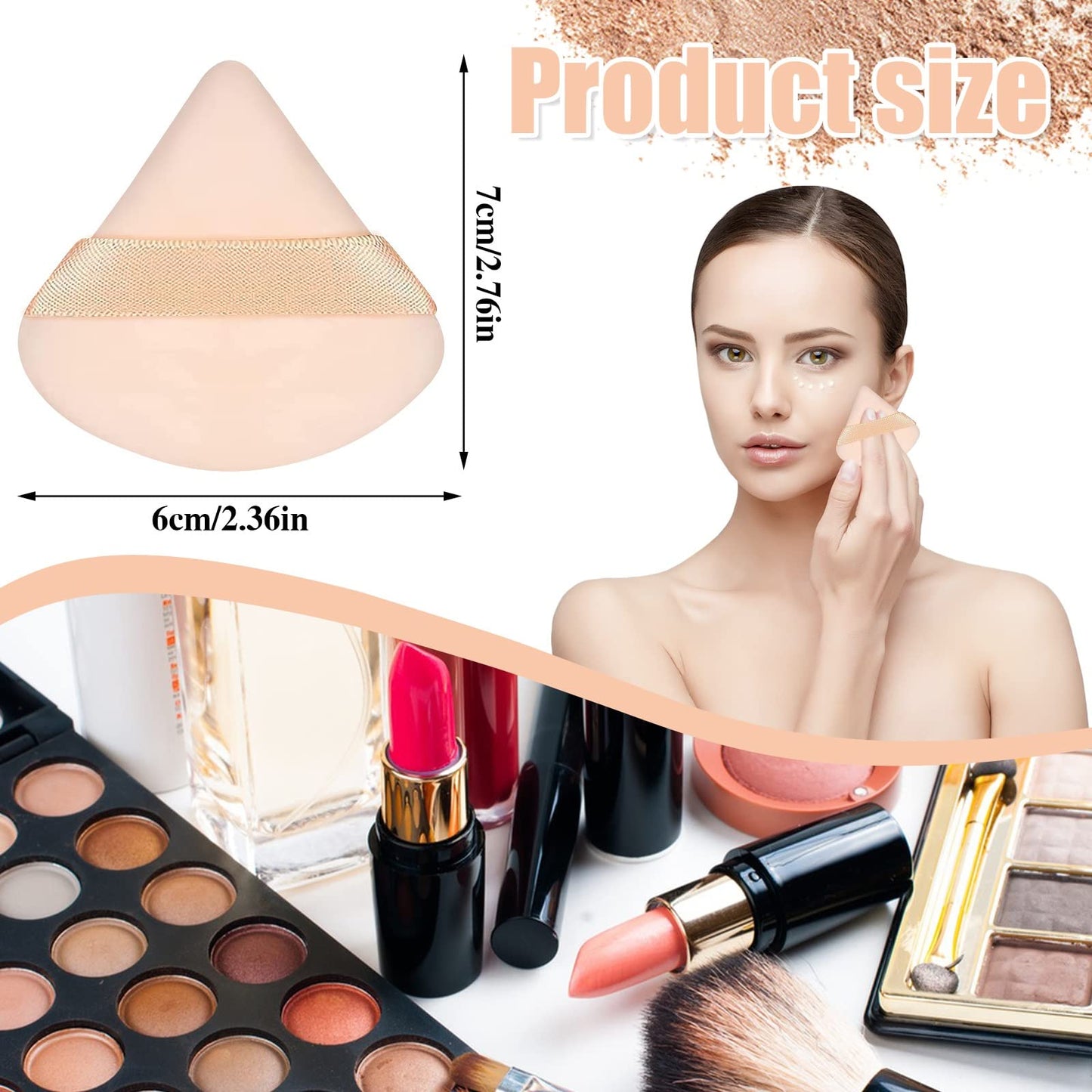 Pimoys 6 Pieces Powder Puff Face Triangle Makeup Sponge Soft Powder Puffs for Loose Powder Foundation Sponge Setting Powder Puff Makeup Tool, Stocking Stuffers Gift for Women