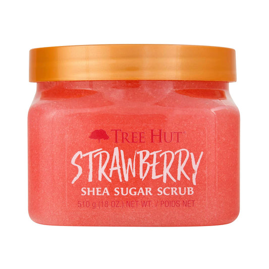 Tree Hut Strawberry Shea Sugar Scrub, Exfoliating, Hydrating & Moisturizing Body Scrub with Shea Butter & Nourishing Essential Oils, Smooth & Soften Skin, 18 oz
