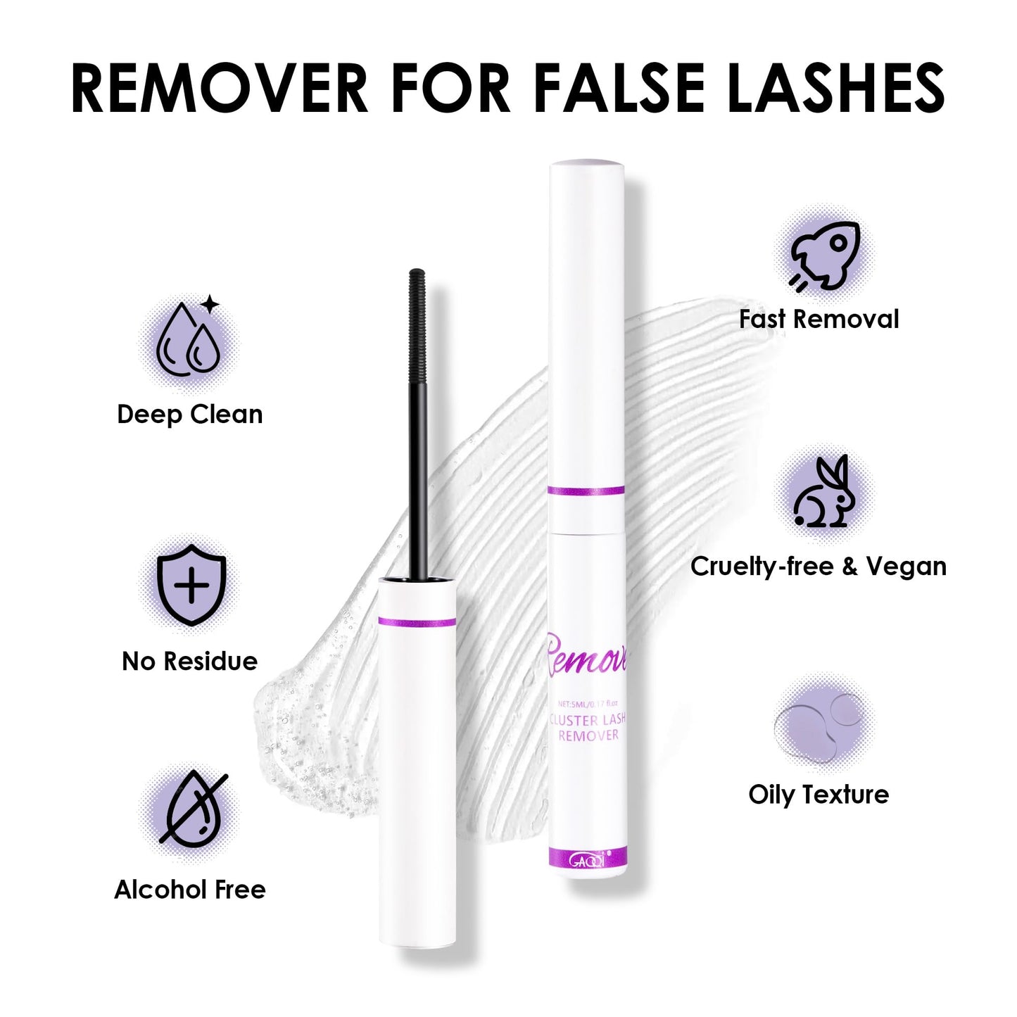 Lash Glue Remover for DIY Lash Extensions, Eyelash Glue Remover Oil Texture Gentle & Deep Clean, Quick Dissolve Residue (5ml)