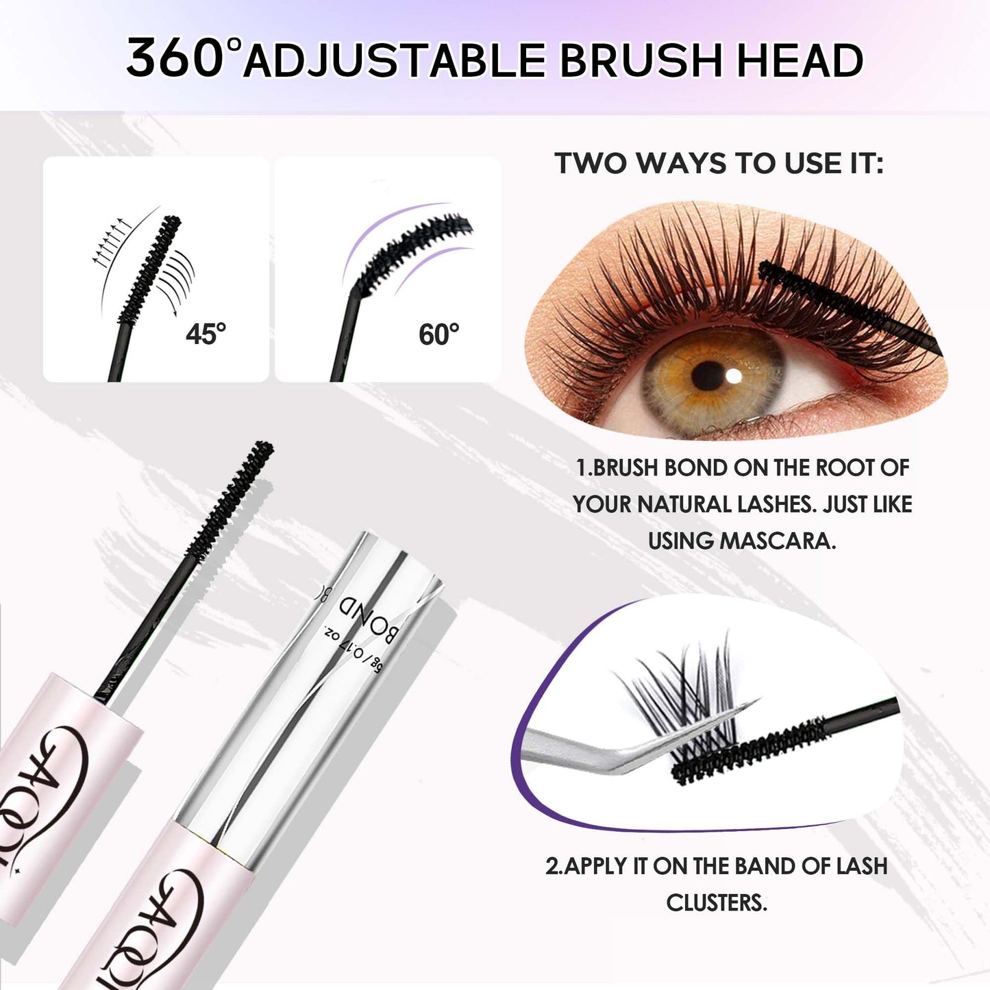GAQQI Lash Cluster Glue + Remover Set, Lash Bond and Seal Waterproof, Long Lasting Eyelash Glue Strong Hold, Gentle Eyelash Remover for DIY Use (2Pcs Set)
