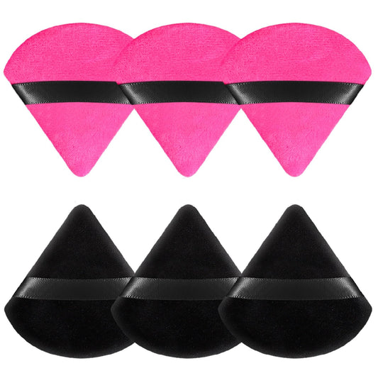 6 Pieces Powder Puff Face Soft Triangle for Loose and Body Powder, Velour Makeup Sponge Set Setting Powder Puff Makeup Tools