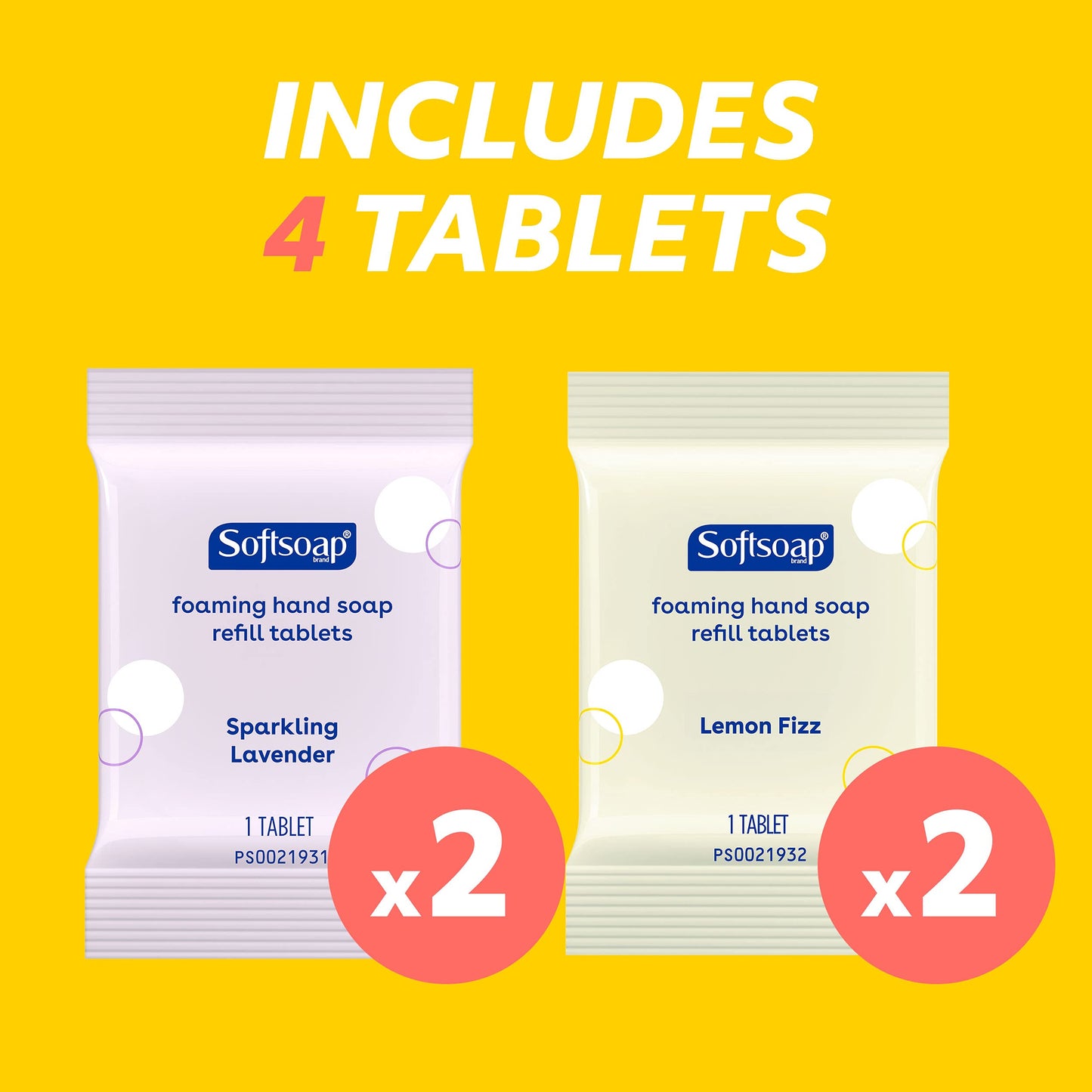 Softsoap Foaming Hand Soap Tablets Starter Kit with Aluminum Bottle Pump and 4 Refill Tablets, Lemon Fizz & Sparkling Lavender