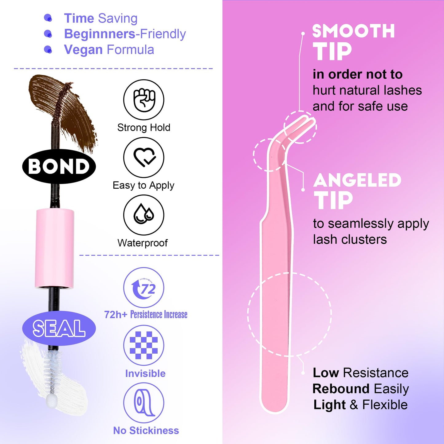 Pawotence Lash Extension Kit DIY 280pcs Brown Lash Clusters Eyelash Extension Kit 40D 9-16mm Individual Lashes Kit with Lash Bond and Seal Lash Tweezers for Self Use (Brown 40D, 9-16mm, Kit)