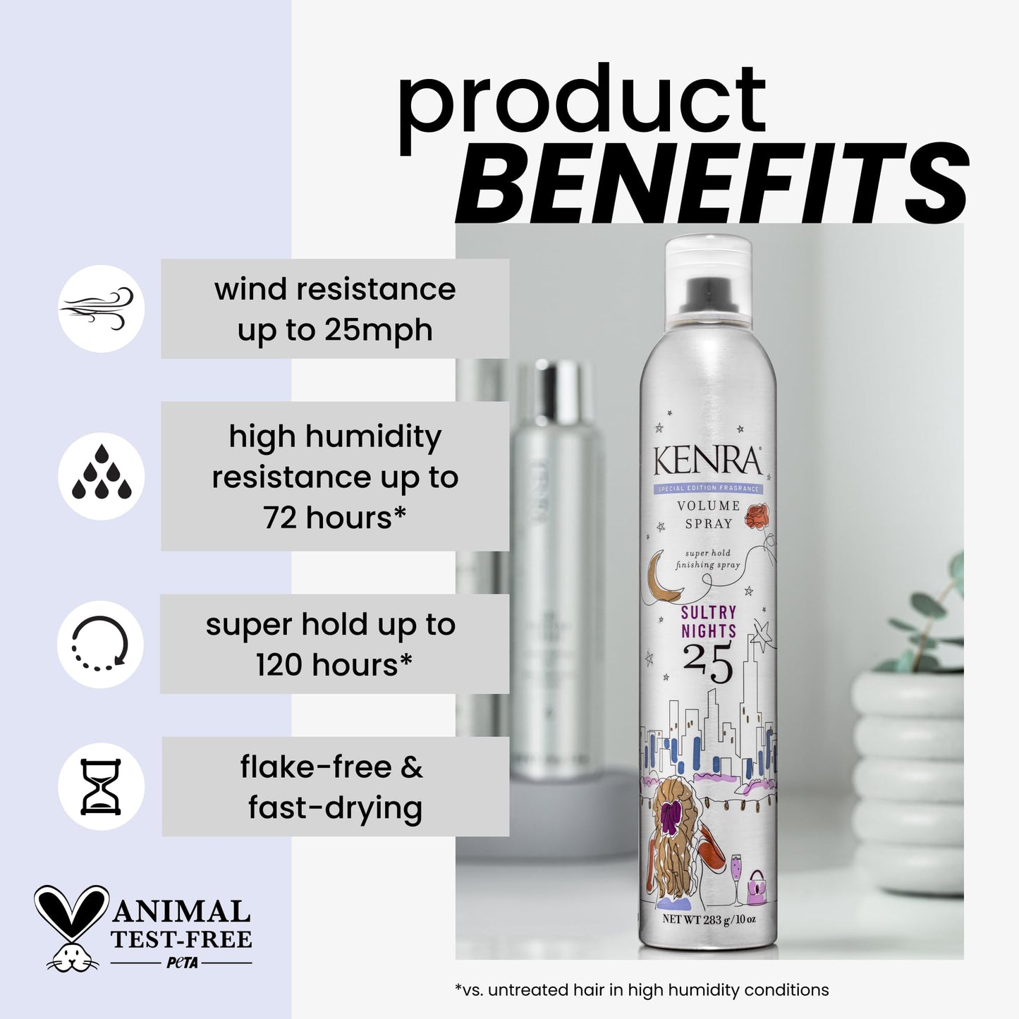 Kenra Professional Volume Spray 25 Sultry Nights 50% | Super Hold Finishing & Styling Hairspray | Flake-free & Fast-drying | Wind & Humidity Resistance | All Hair Types | 10 oz.