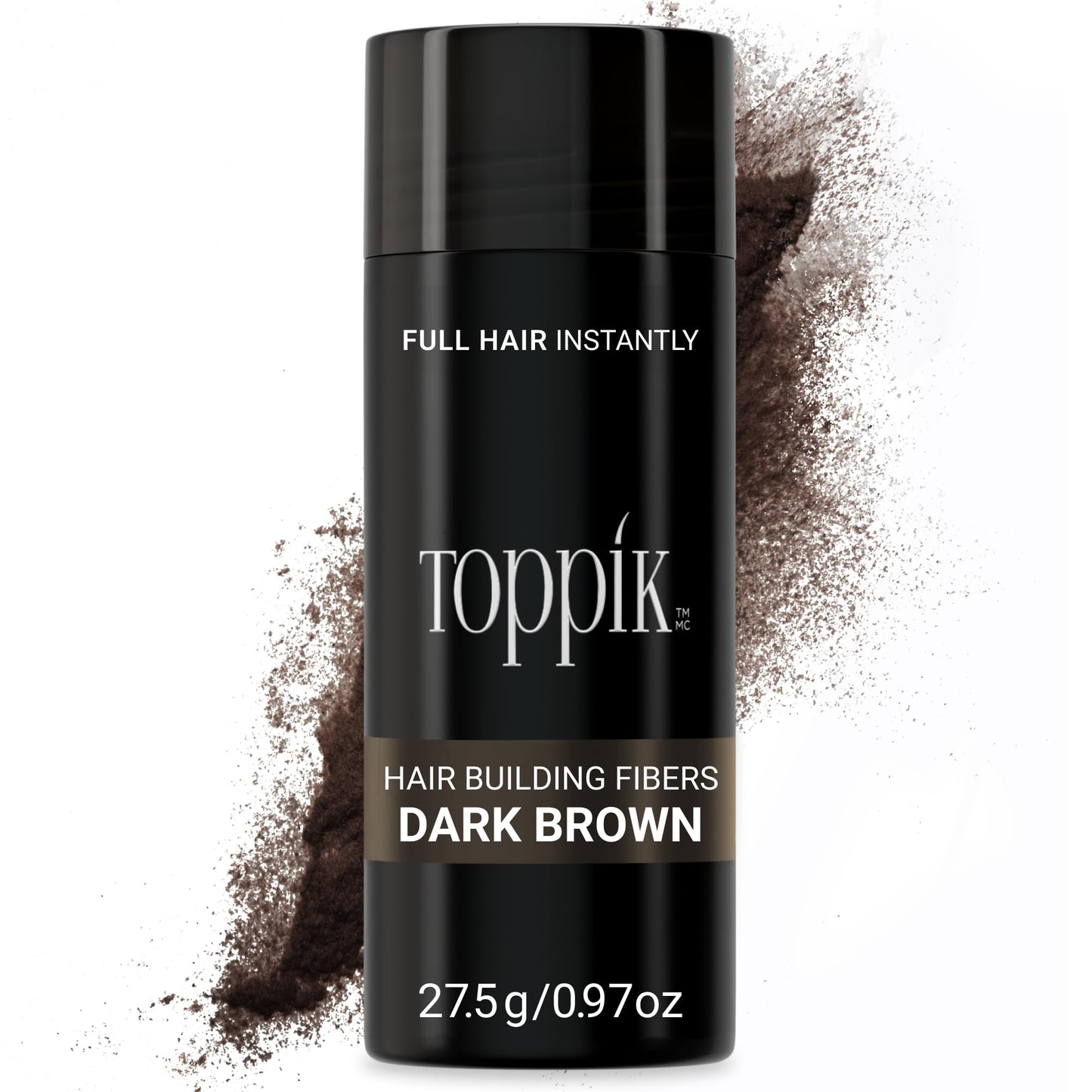 Toppik Hair Building Fibers, Dark Brown, 27.5g Fill In Fine or Thinning Hair, Instantly Thicker, Fuller Looking, 9 Shades for Men & Women, Keratin Protein Formula