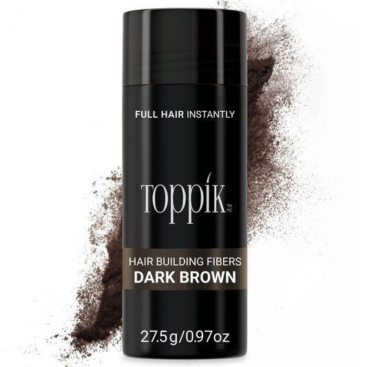 Toppik Hair Building Fibers, Dark Brown, 27.5g Fill In Fine or Thinning Hair, Instantly Thicker, Fuller Looking, 9 Shades for Men & Women, Keratin Protein Formula