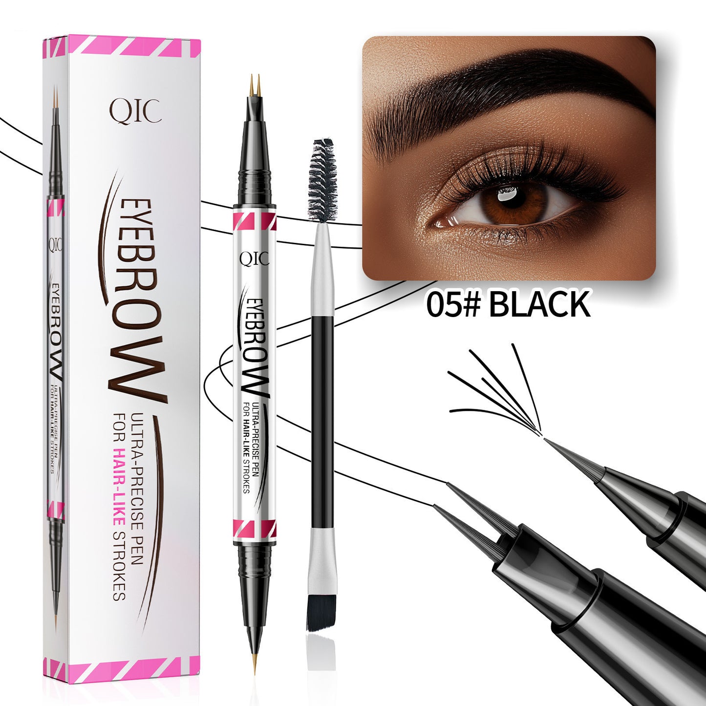 Distinct Look Sweat-proof Long Lasting Fadeless Two-fork Eyebrow Pencil