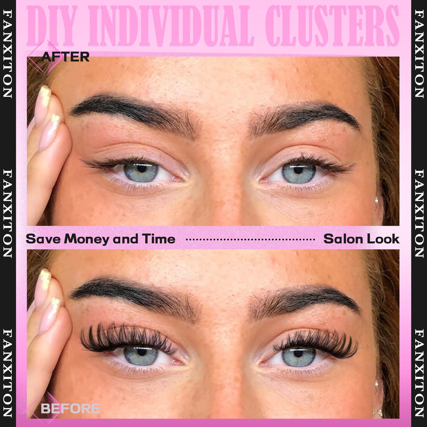 Wispy Lashes Cluster Kit Thick Eye Lash Clusters 40D+50D D 8-16mm Mix Lash Extension Kit Eyelash Clusters Volume Individual Lashes with Lash Bond and Seal and Tweezers