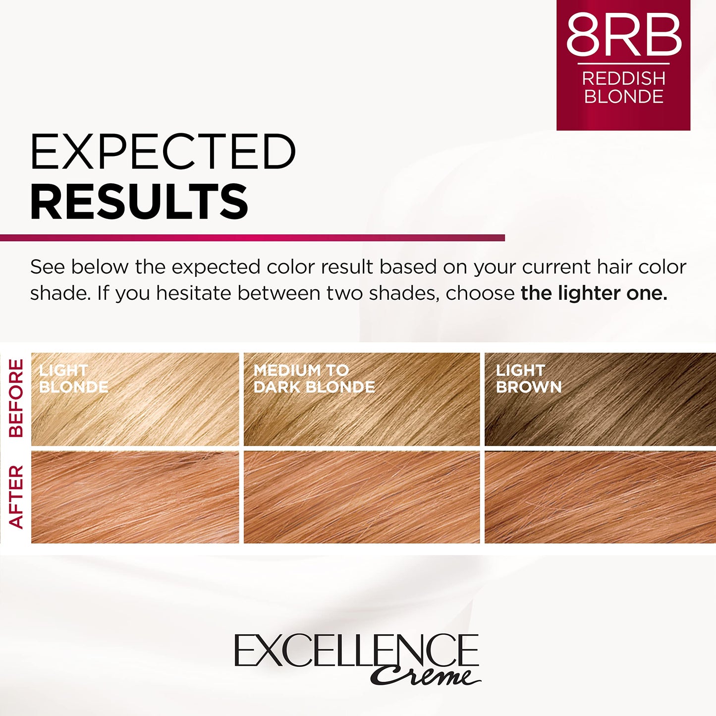 L'Oreal Paris Excellence Creme Permanent Hair Color, 8RB Medium Reddish Blonde, 100 percent Gray Coverage Hair Dye, Pack of 2
