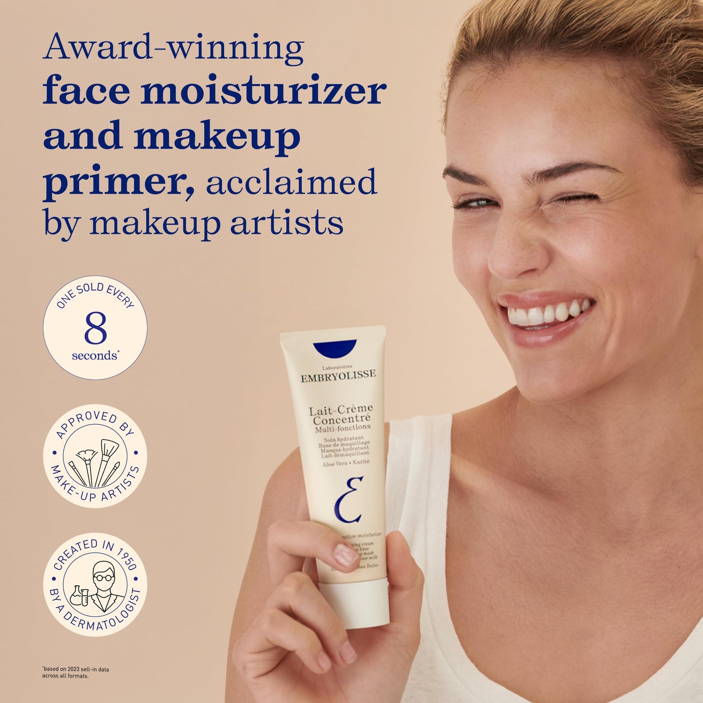 Embryolisse Lait-Crème Concentré Multifunction Daily Moisturizer, Makeup Primer, and Makeup Remover. French Face Cream With Shea Butter & Aloe Vera, Suitable for All Skin Types, 2.54 Fl Oz