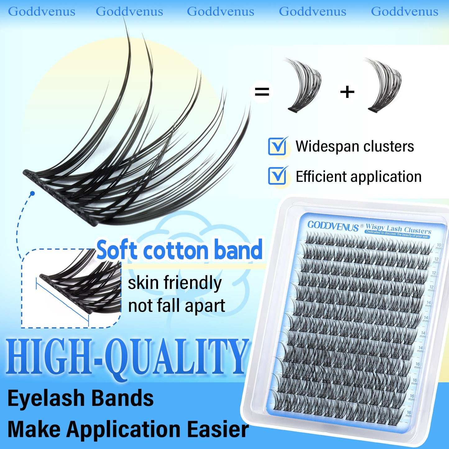 Goddvenus Wispy Lash Clusters Natural Lashes Clusters Wispy Eyelash Clusters CD Curl Cluster Eyelash Extensions DIY Individual Lashes Invisible Band Lash Extension Fluffy Eyelashes Clusters