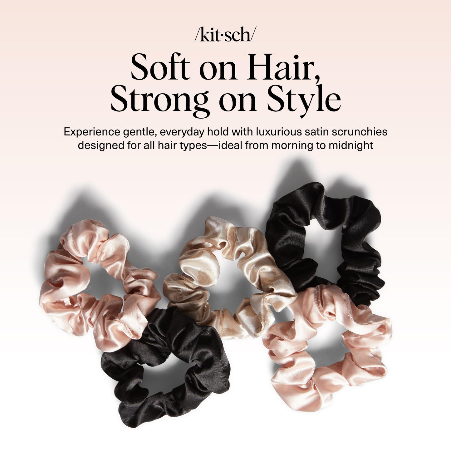 Kitsch Satin Scrunchies for Women - Softer Than Silk Scrunchies | Hair Ties No Damage for Frizz-Free Sleep | Perfect for Day or Night Hair Accessories - Assorted, 5pcs
