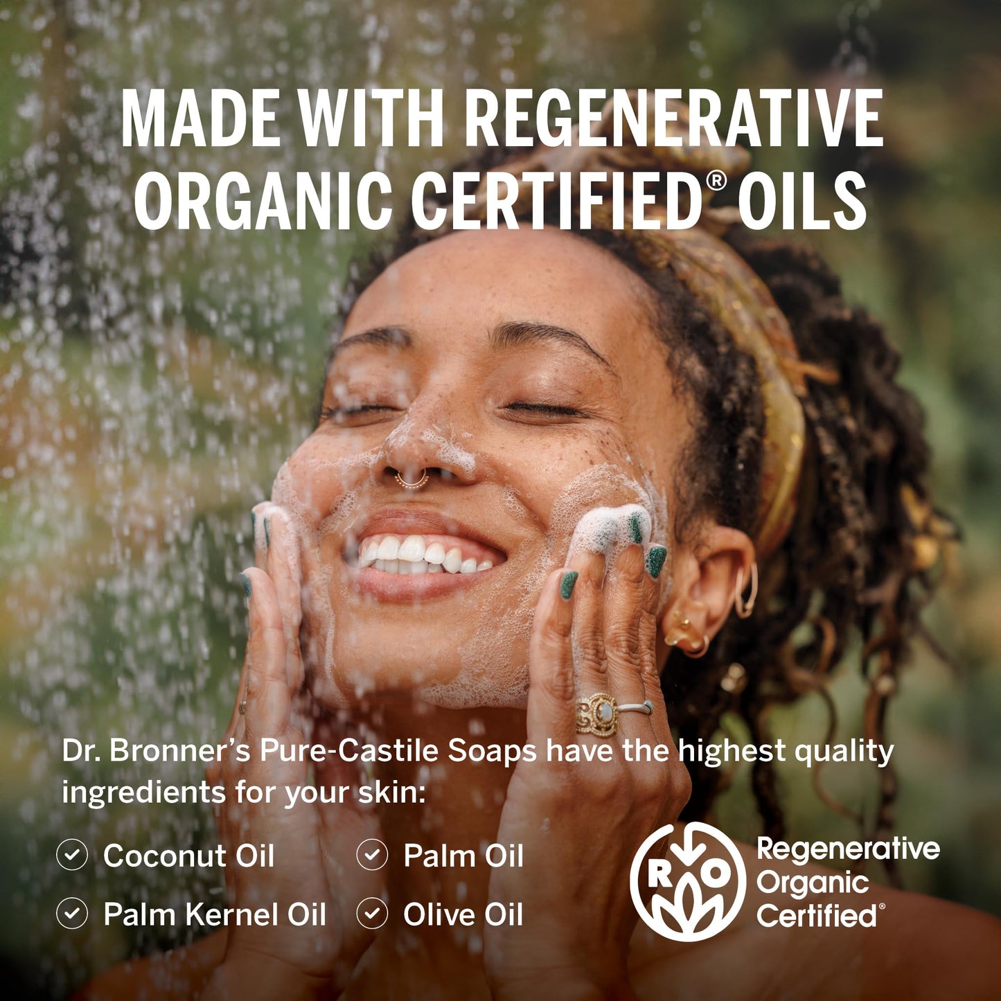 Dr. Bronner's Pure-Castile Magic Liquid Soap- Made with Regenerative Organic Oils- For Body, Face, Hair, Dishes, Pets, Laundry Natural, Vegan, Non-GMO - Peppermint, 32 oz (2-Pack)