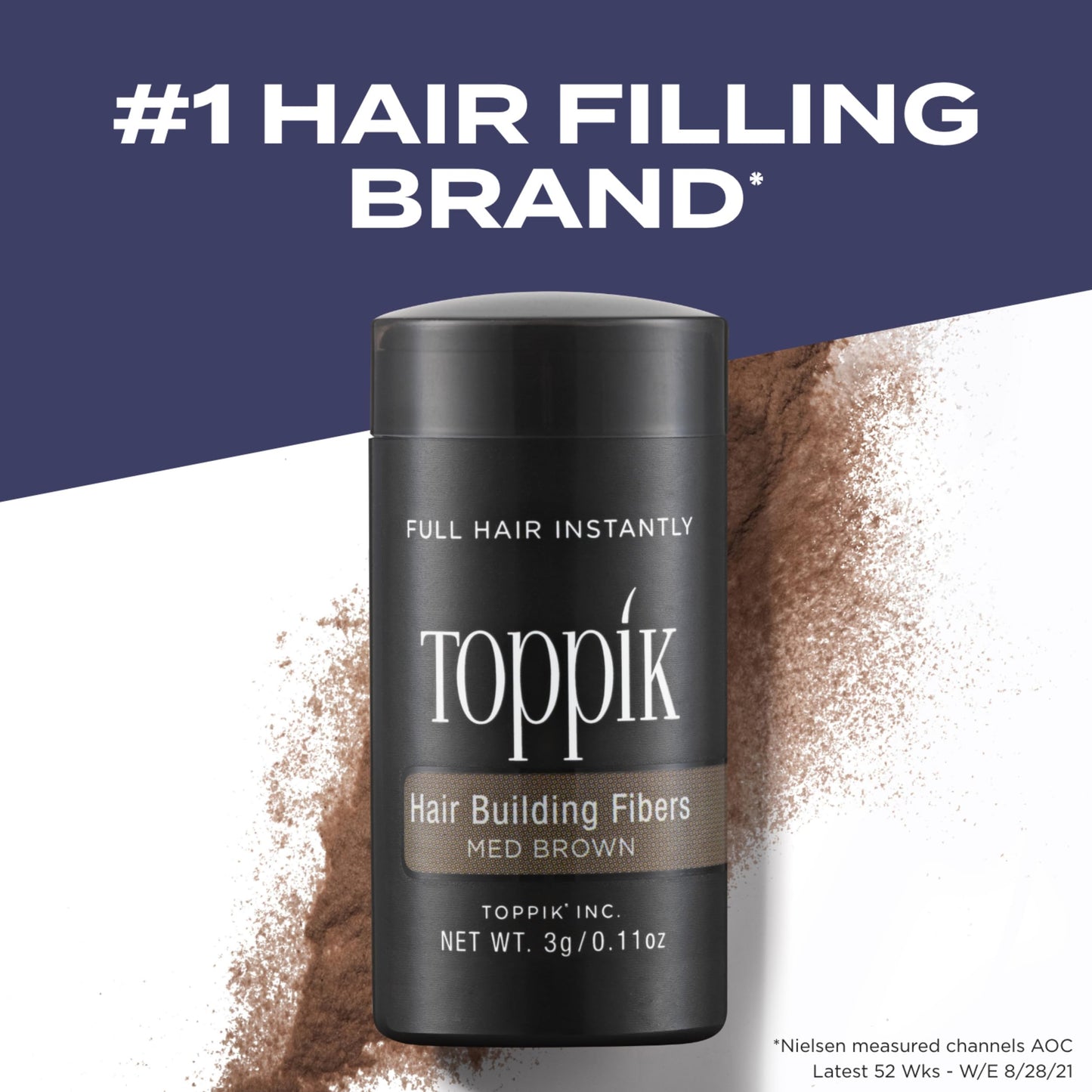 Toppik Hair Building Fibers, Medium Brown, 3g Fill In Fine or Thinning Hair, Instantly Thicker, Fuller Looking, 9 Shades for Men & Women, Keratin Protein Formula
