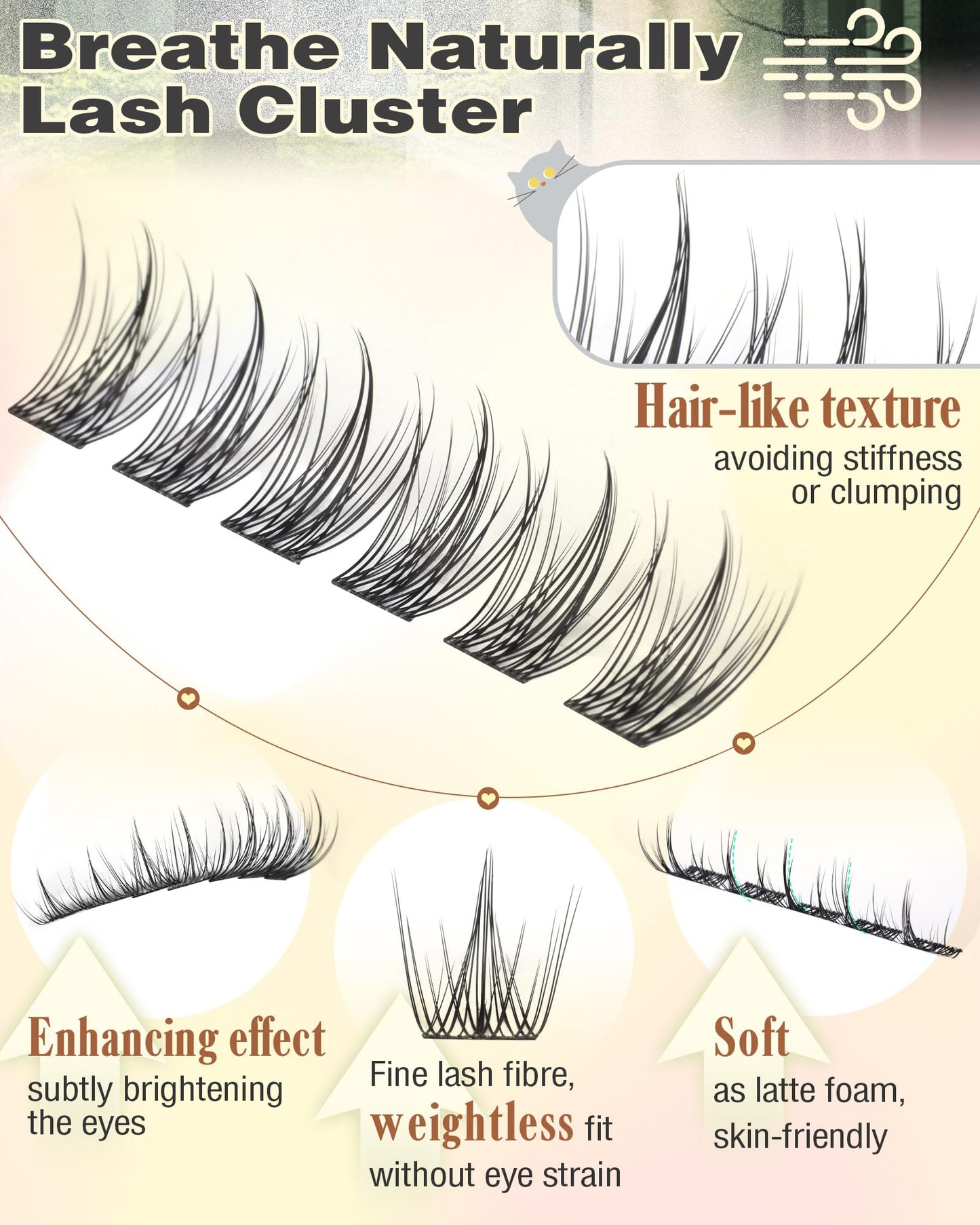 Goddvenus Natural Lash Clusters Wispy Manga Eyelash Clusters Fairy Lash Extension C Curl Cluster Eyelashes Extensions 180pcs