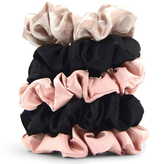 Kitsch Satin Scrunchies for Women - Softer Than Silk Scrunchies | Hair Ties No Damage for Frizz-Free Sleep | Perfect for Day or Night Hair Accessories - Assorted, 5pcs