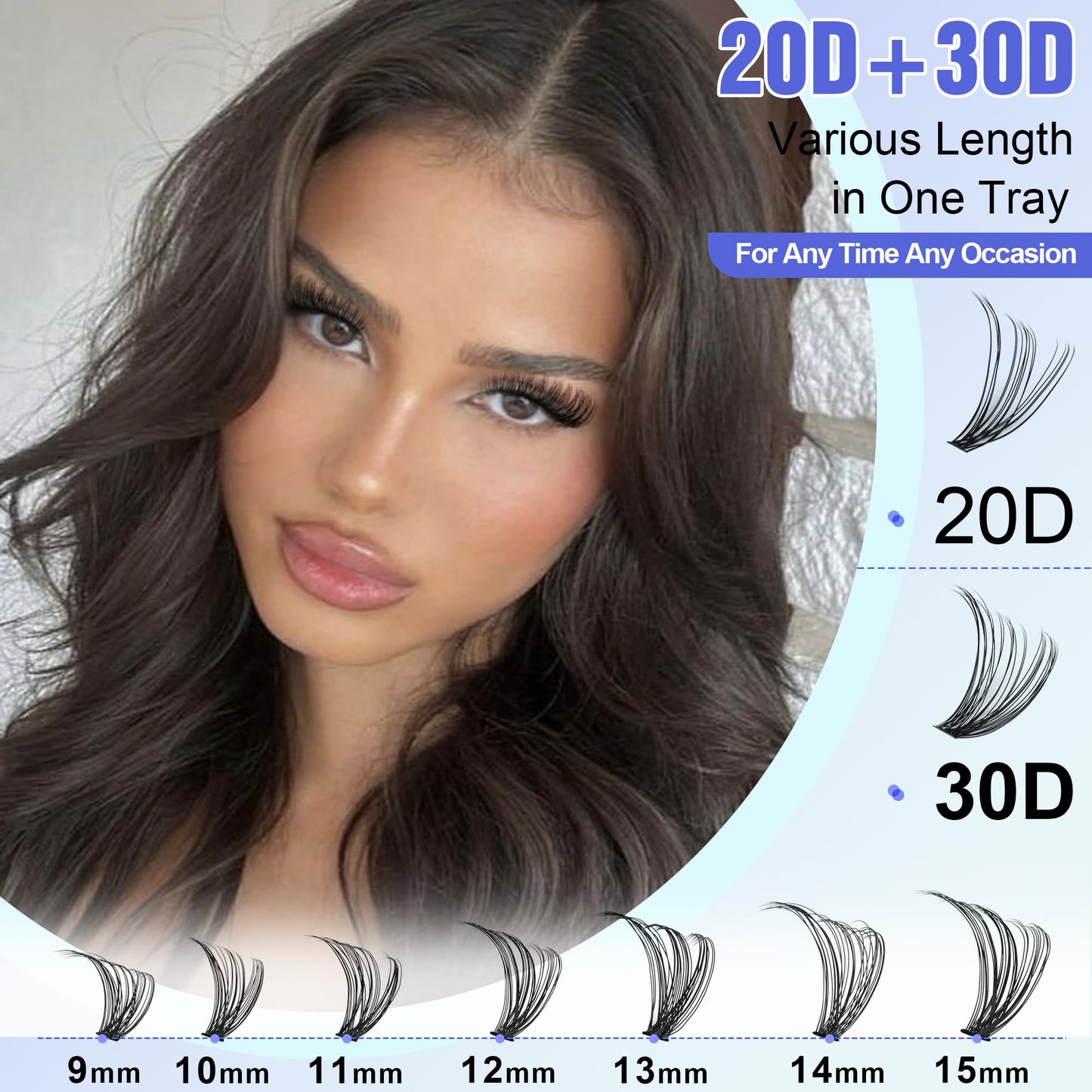 Pawotence Lash Extension Kit DIY 280pcs Individual Lash Clusters Kit 20D&30D Natural 9-15mm Cluster Eyelash Extensions Kit with Lash Bond and Seal, Tweezers for Self Use (20D&30D, 0.07D, 9-15mm, Kit)