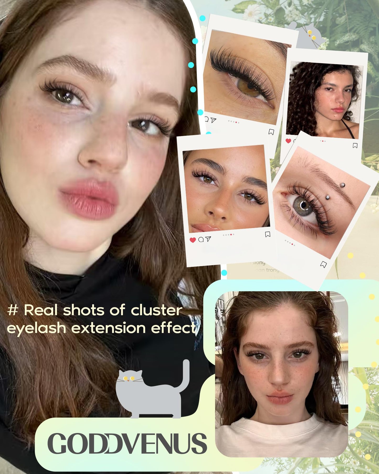 Goddvenus Wispy Lash Clusters Natural Fluffy Cluster Eyelash Extensions 144Pcs Individual Lashes Clusters 10-16mm Eyelashes Clusters for DIY Lash Extensions Weightless & Soft Cluster Eyelashes